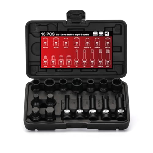 AIRTOON 16-Piece Impact Brake Caliper Socket Set, 1/2