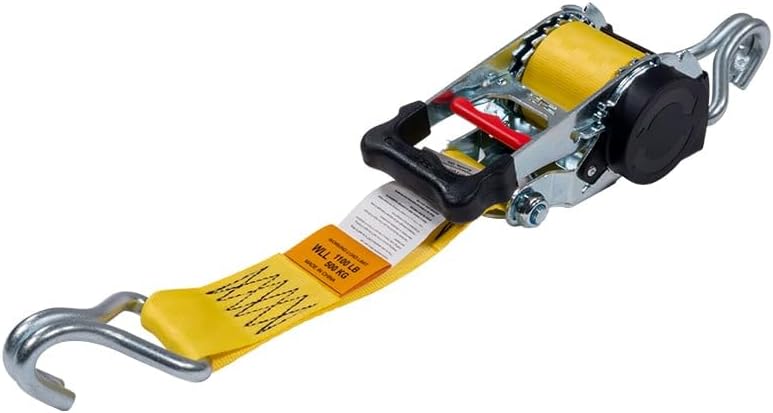 Mytee Products 4 Pack 2" x 10' Retractable Ratchet Straps with Double J-Hook - 3,300 lbs Breaking Strength - Yellow Auto Retract Ratchet Tie Down Strap for Motorcycles, ATVs, Bikes, Boat Trailer - Image 8