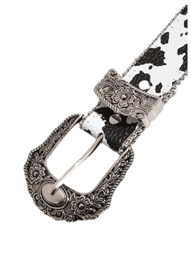 Verdusa Women's Cow Print Western Leather Belt Fashion Waist Belts4