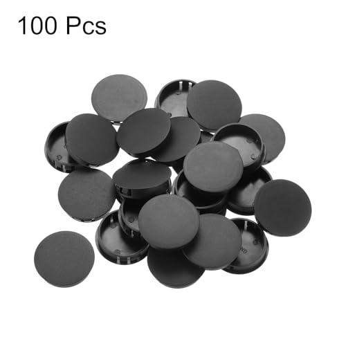 Image of MECCANIXITY 100PCS 42mm(1 5 /8 inch) Black Plastic Hole Plugs, Flush Type Panel Hole Plugs Insert End Caps for Locking Hole Tubes Furniture Cabinet