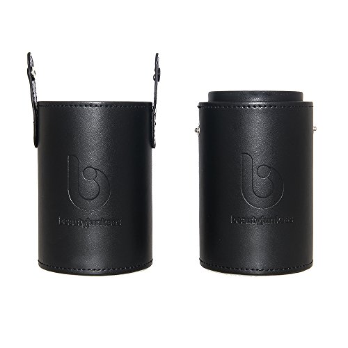 Makeup Brush Holder Organizer Case - Beauty Junkees Large Black Vegan Leather Round Cylinder Tube, Organize Cosmetic Brushes on Vanity Countertop, Snap Cups Together for Travel, Modern, Cruelty Free - Thumbnail 2