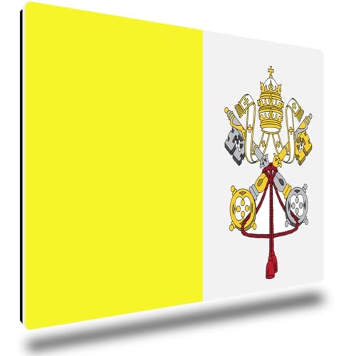 TRIOSK Kühlschrankmagnete Länderflaggen Magnet Flagge Vatikanstadt Länder Reise Souvenir Geschenk für Reiselustige Frauen Männer Weltenbummler Kühlschrank stark eckig groß 85x55 mm