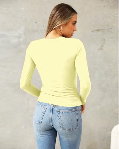 Image of Abardsion Women's Slim Lightweigh Long Sleeve T Shirts | Fall Clothes 2026 Casual Basic Crewneck Going Out Crop Tops Y2K