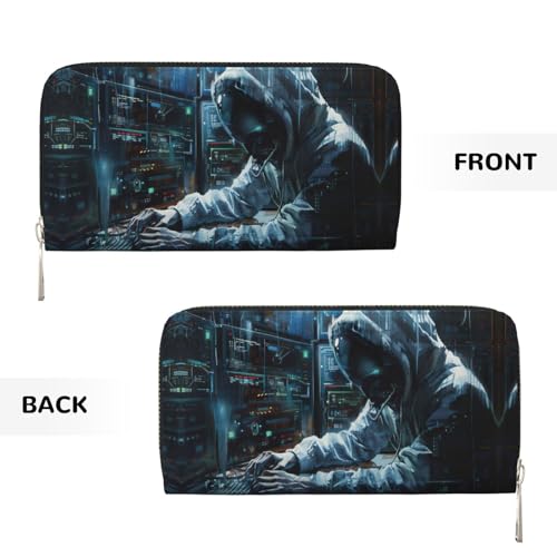 Hacker Attack Print Womens Wallet, Ladies Credit Card Holder, Phone Wallet Purses, Long Clutch Hand Bag3