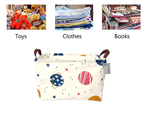 Image of Rectangle Storage Basket Cute Canvas Organizer Bin for Pet /Children Toys, Books, Clothes Perfect for Rooms /Playroom (Galaxy)