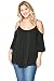 Modern Kiwi Solid Off-The-Shoulder High Low Plus Size Tunic Top Black 1X
