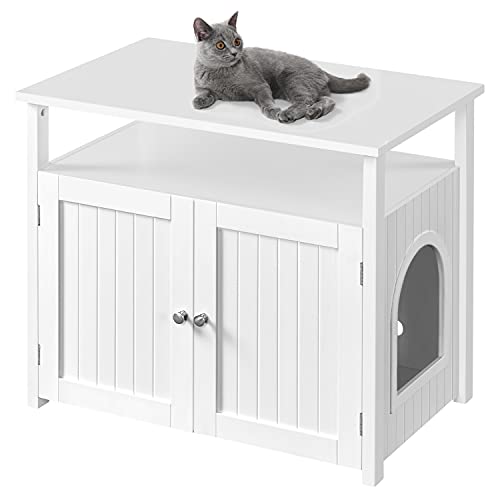 Yaheetech Cat Litter Box Enclosure, Hidden Cat Washroom with Storage Shelf & Adjustable Inner Space, Pet Side Tableā¦