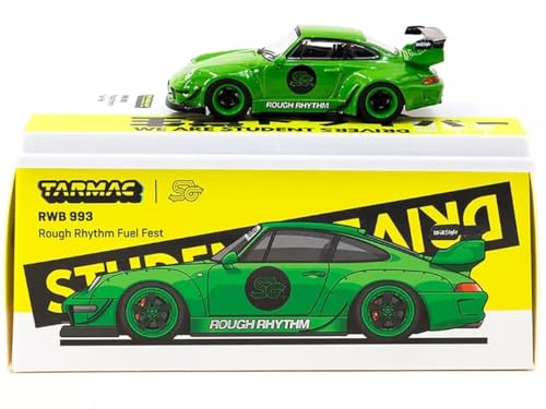 Tarmac Works 1/64 RWB 993 Rafrhythm Fuelfest Student Driver Verde miniatura 4