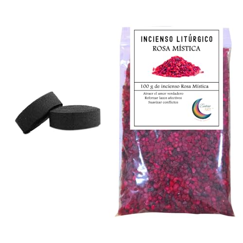 Incienso Resina en Grano, 100g, con 2 Pastillas de Encendido, Aroma Sagrado (Rosa Mística)