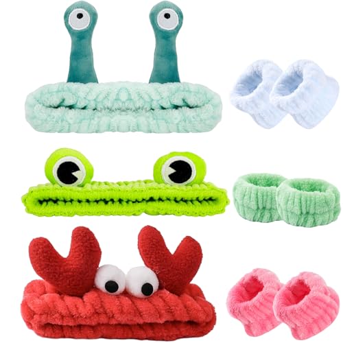 Kit de 9 Pièces Mignons Avec Bandeau Élastique et Bracelets, Créatifs Pour Lavage, Spa Avec Dessins Animés, Maquillage Pour Douches, Sport, Beauté