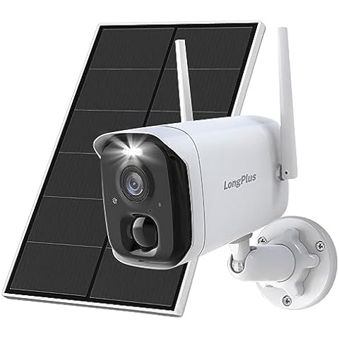 LongPlus Solar Powered Security Cameras Wireless Outdoor, 2K AI Motion Detection Outdoor Camera for Home, WiFi Surveillance Camera with Color Night Vision, 2-Way Talk, Waterproof, Cloud/SD Storage Cover