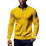 ZUOYIMEI Langarm Jacke Herren Casual Komfortabel Mode Taschenjacke Täglicher Verschleiß All-Match Übergangsjacke Temperament Klassisch Trend Outdoorjacke A-Yellow M