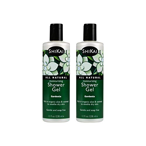 ShiKai Daily Moisturizing Shower Gel (Gardenia, 12oz, Pack of 2) | Gentle Formula | Aloe Vera & Oatmeal for Soft, Healthy Skin | Dry Skin Relief