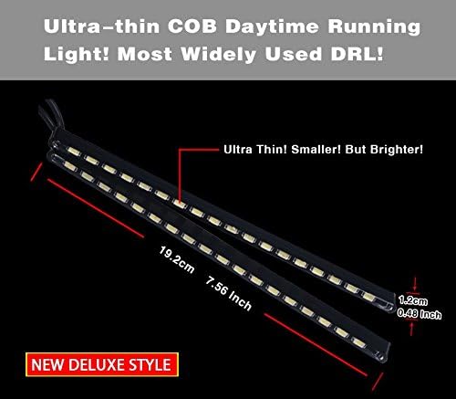 YINTATECH 2pcs White Led Cob Lights, 29w High Power Waterproof Car Cob Led Strip Daytime Running Light