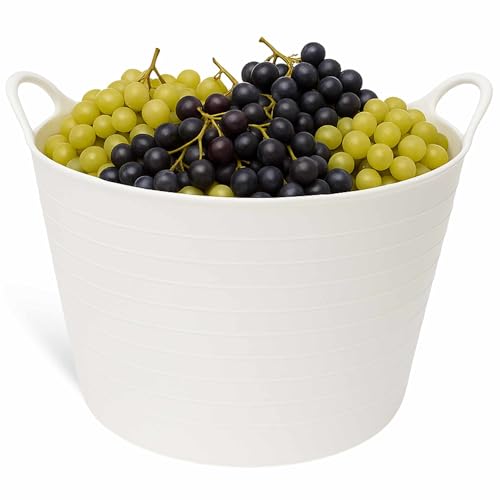 Capazo Uso alimentario, Espuerta de plástico Flexible, Fabricado en PE-LD con Certificado Uso alimentario, 26 litros, Diámetro Superior 35 cm, Diámetro Inferior 26 cm, Altura 30 cm, Blanco