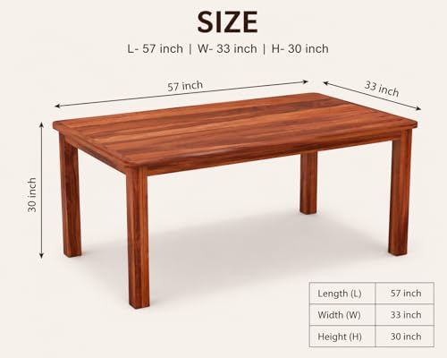 Image of VK Furniture Premium Solid Wood 6 Seater Dining Table Set of 6 for Home | Sheesham Wooden Dining Table with High Back Cushioned 6 Chairs Honey |Dinning Table 6 Seater Chairs for Home| Cream Honey