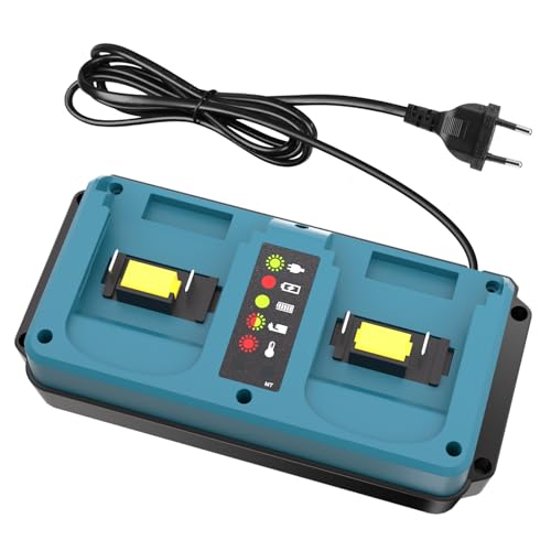 KUNLUN Cargador de Repuesto para Makita, Cargador Rápido Doble Compatible con Makita 14,4V-18V BL1830 BL1850B BL1430 BL1840B BL1840 BL1850 BL1860 BL1860B BL1815 BL1415 BL1440 BL1450 Baterías