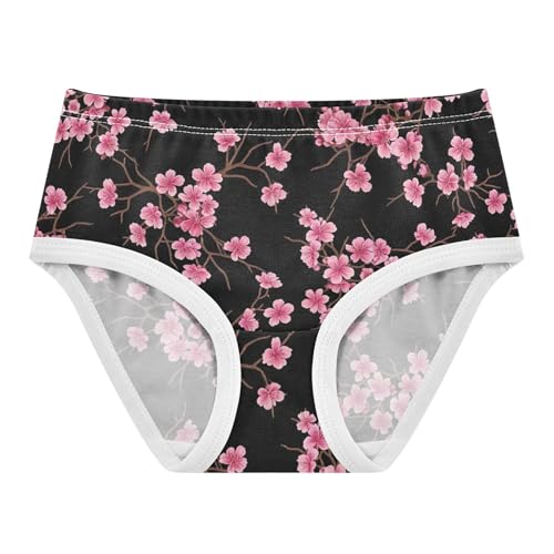Girls Underwear Toddlers 2t Cotton Little Girl Panties Flower Kids Briefs Undies Pink Cherry Blossom Floral Black