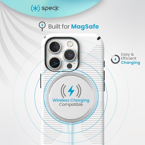 Image of Speck CandyShell Grip Case - iPhone 16 Pro Slim MagSafe - White /Black