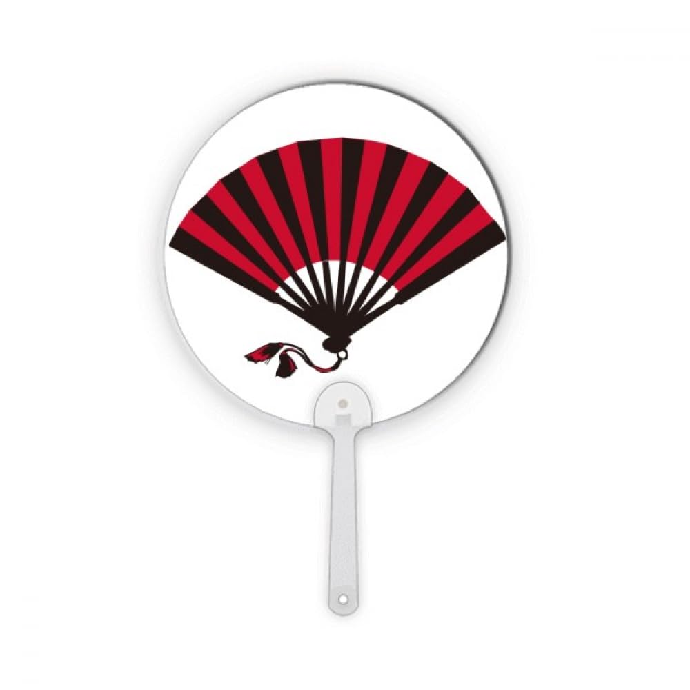 Éventail japonais rouge noir rond Art déco plastique décoration tendance artisanale