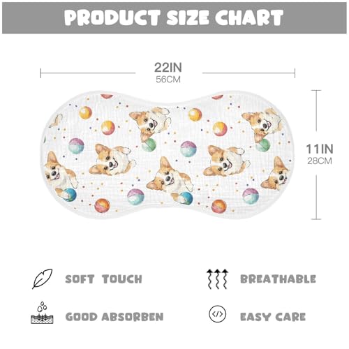 vvfelixl Baby Burp Cloths Cartoon Corgi Dog Play Balls Baby Newborn Cotton Burping Cloths Set Babys Washcloths 4 Pack2