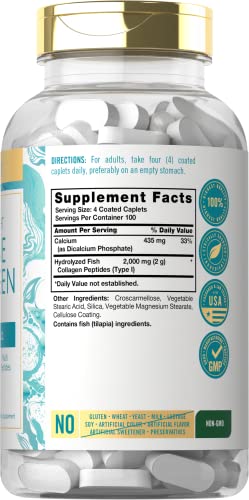 Carlyle Marine Collagen Pills | 400 Caplets | Wild Caught Collagen Peptides | With Hyaluronic Acid | Non-Gmo, Gluten Free #TOP1