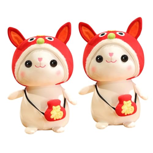 Lapin chinois en peluche doudou doux, idéal pour décorer la chambre lors du Nouvel An.