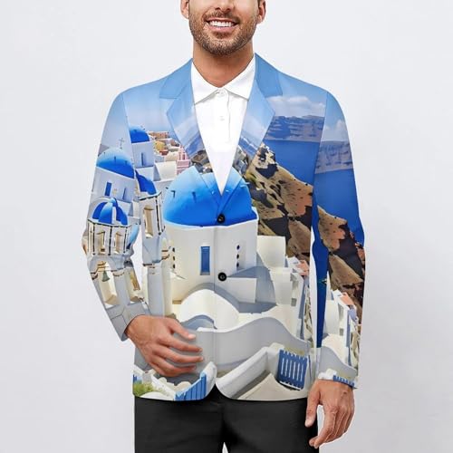 Santorini Greece Men's Casual Blazers Slim Fit Sport Coats Blazer Two Buttons Suit Jacket for Work Party2