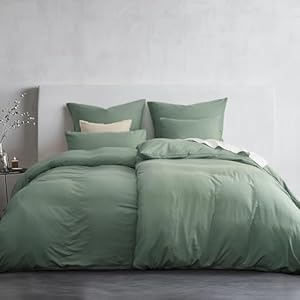 Duvetnova Bettwäsche 135x200 4teilig Superweiche Vorgewaschene Mikrofaser Baumwollähnlich ÖKO-TEX 2 Bettbezüge 135 x 200+2 Kissenbezüge 80x80-alle mit Reißverschluss Bettwäsche Salbeigrün Grün