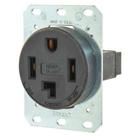 30A 4W Single Receptacle 125/250VAC 14-30R BK
