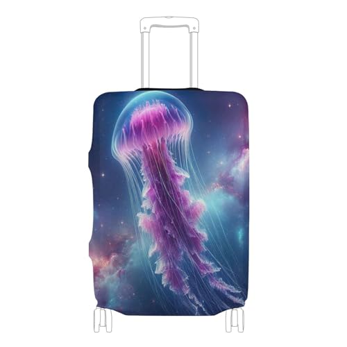 Joisal Blue Purple Galaxy Jellyfish Suitcase Covers Luggage Protector Custom Washable Travel Accessories Suitcase Sleeve Special, M, Fits 22-24 Inch Case