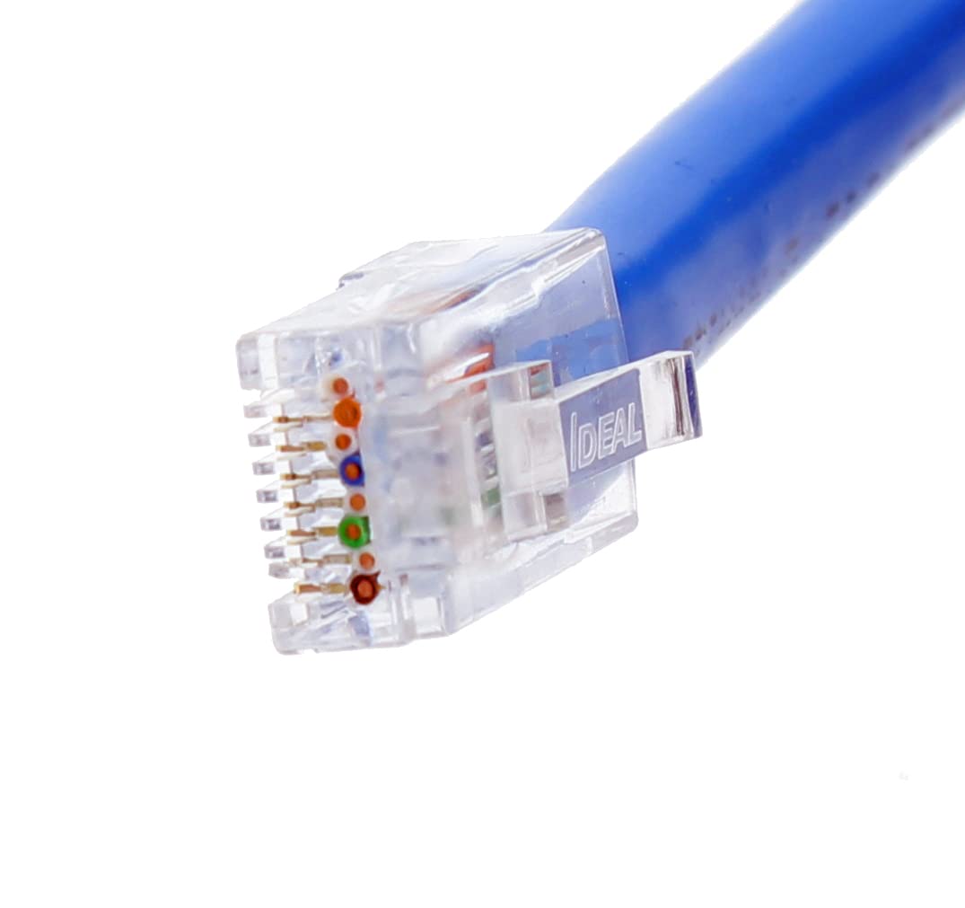 IDEAL Electrical 85-385 Unshielded Feed-Thru Modular Plug, Cable Connector for CAT6A/6 Unshielded Cables, 50 Connectors