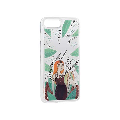 Maria Hesse Case iPhone 7 Plus and iPhone 8 Plus Transparent with Glitter and Illustration of Girl with Unicorn Design - Image 2