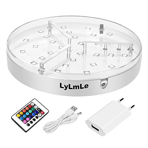 LyLmLe Base DE LUZ DE LED, RGB Luz Cachimbas Shisha Led para Botella de Vino, jarrón, cachimba,16 Colores Base iluminada con LED by (20CM, RGB SMD)