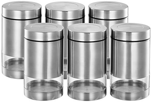 Amazon Brand – Solimo Stainless Steel See Through Containers, Set of 6 (700 ml each)