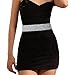 Abien Rhinestone Belts for Women Plus Size Crystal Belt Silver Rhinestone Stretch Waist Belt for Dress Formal (Silver, L:37''-45