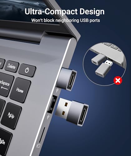 Image of Syntech USB C Female to USB Male Adapter(3 Pack), Type C to USB A Converter Compatible with iPhone 11 /12 Pro Max, iPad Air 4, Samsung Galaxy S20 etc, for Laptop,Power Adapter /Bank,Space Gray
