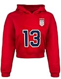 Icon Sports Official Alex Morgan Girls' U.S. Soccer Cropped Hoodie, Youth Sizes Long-Sleeve Fleece Sweatshirt with Hood (YM) Red