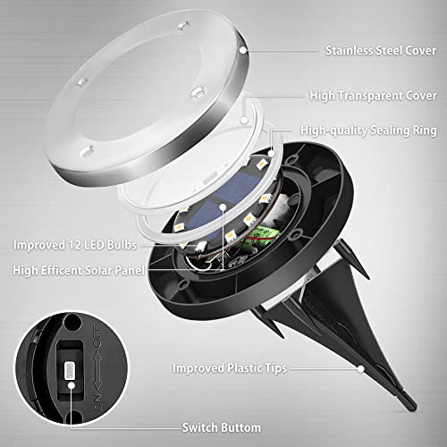 Solpex Solar Lights Outdoor Garden, 12LED Solar Ground Lights, IP65 Waterproof Outdoor Lights Solar Powered, Cold White Solar Garden Lights for Yard Lawn Patio Pathway (4 Pack) - Image 3