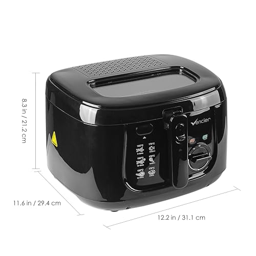 Vencier 2.5L Electric Deep Fryer for Countertops with Non-Stick Coating, Internal Mesh Basket, Safety Handle, and Viewing Window – Effortless Cleaning (Black) - Image 4