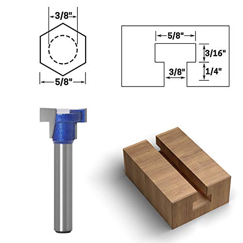 Mesee 1/4 Inch Shank T Slot Keyhole Router Bit Set, T-Slot Cutter Router Bits Steel Handle Slotted Cutter 5/8'' & 7/16'' Hex Bolts Woodworking Grooving Cutting Tool #TOP2