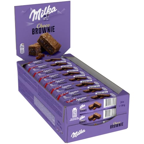 Milka Choco Brownie, Bizcocho Chocolate con Leche y Trozos, Pack 24 x 50g