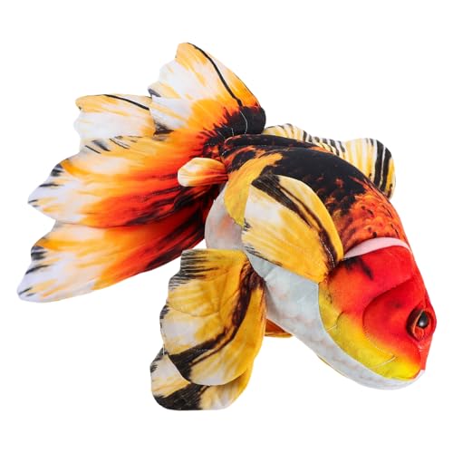 FUTUREORYY Almohada Gigante de Peluche de Pez Dorado Realista, Cojín Suave de Peluche Forma de Animal, Decoración para Sofá, Cama y Obsequio Original Hogar