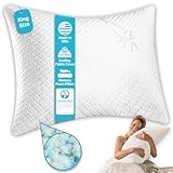 Xtreme Comforts Slim Hypoallergenic Shredded Memory Foam King Bamboo Pillow with Cover