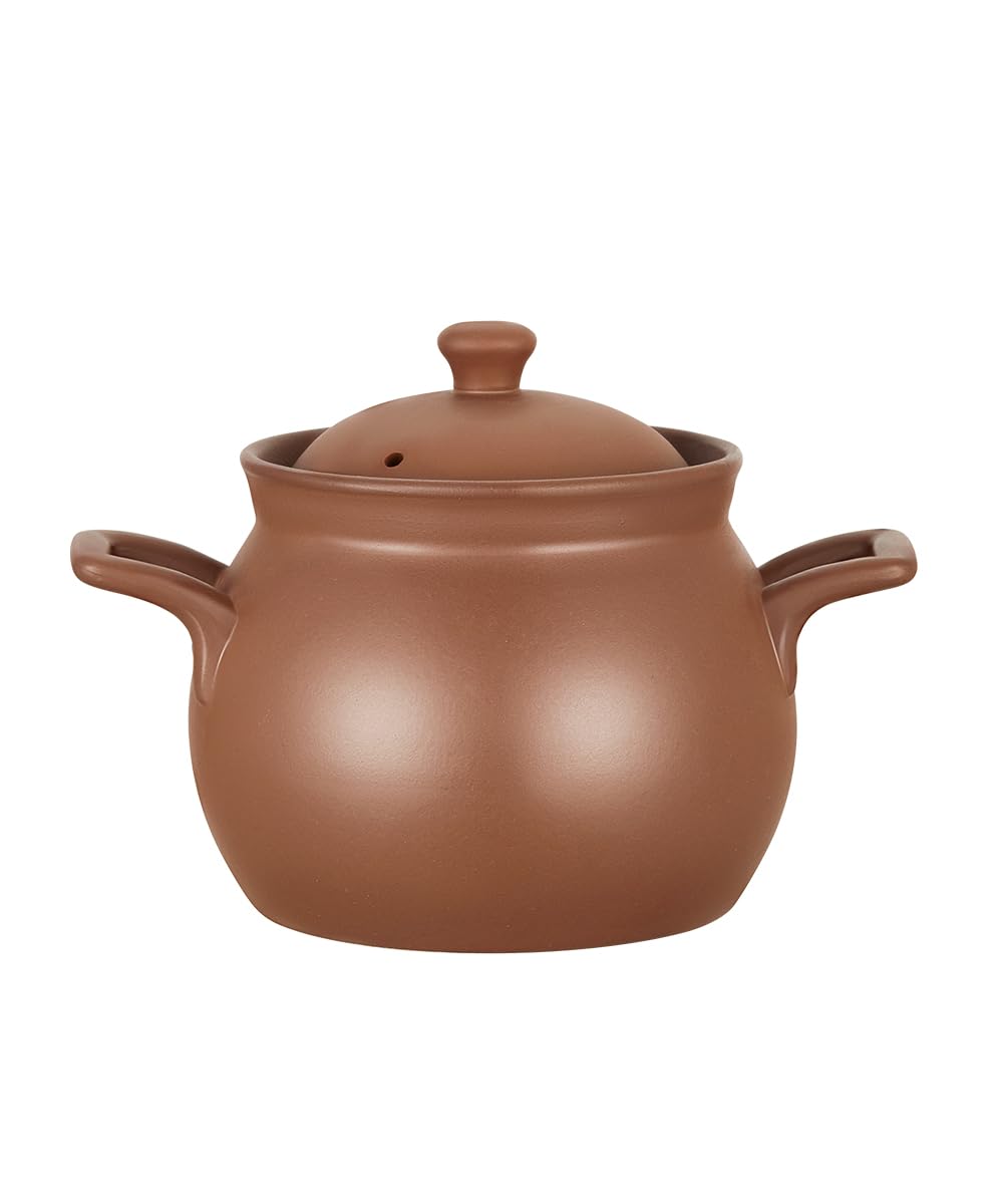 Red Zisha - Pentola in terracotta non smaltata, casseruola in ceramica naturale con coperchio, per cucinare riso, pentola calda, bibimbap e zuppa