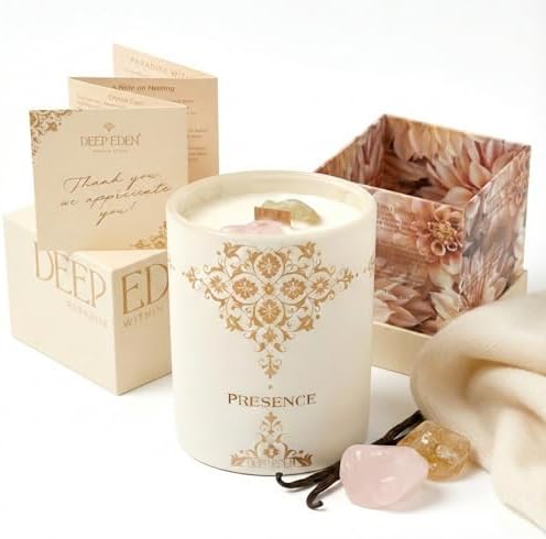 Healing Crystal Candle Gift for Women - Vanilla Cashmere Luxury S...