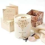Healing Crystal Candle Gift for Women - Vanilla Cashmere Luxury Soy Candle with Crystals - Rose Quartz & Citrine - Gift-Ready Aromatherapy Candle for Stress Relief, Meditation & Manifestation