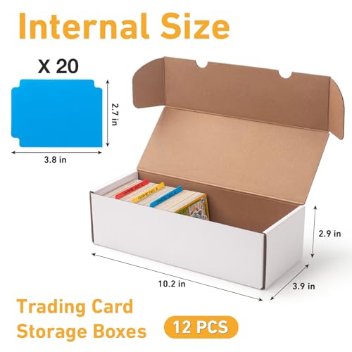 Sunezlgo C015 12 Pack Trading Card Storage Box,Cardboard Sports Game Card Storage Collector Boxes With 20 Pcs Dividers,Card Organizer thumb #1