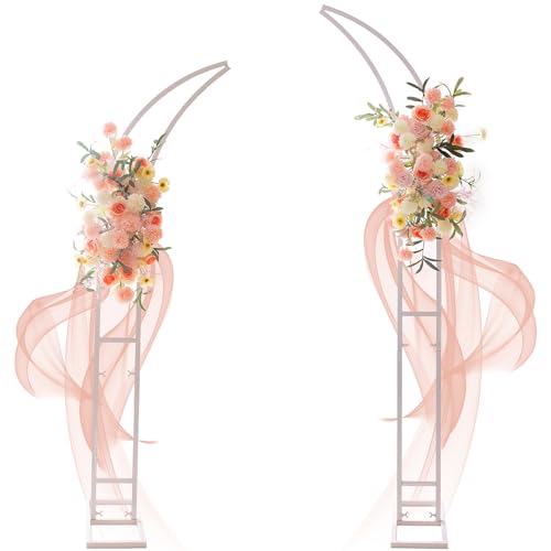 2pcs Large Wedding Arch with Base Flower Stand Arch Bracket Stand Backdrop Stand for Wedding Party Elegant Decorations & Garden Climbing Plants Vines,8.2&6.9 FT-White