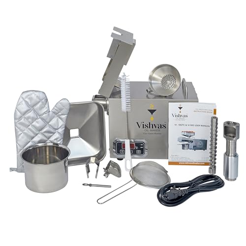 Image of Vishvas Oil Maker Machine for Home Use, 600W Cold Press Multi-Seed, Peanut & Groundnut Oil Extraction Machine with Digital Temperature Controller, Stainless Steel, 1 Year Warranty (VI-582TC)